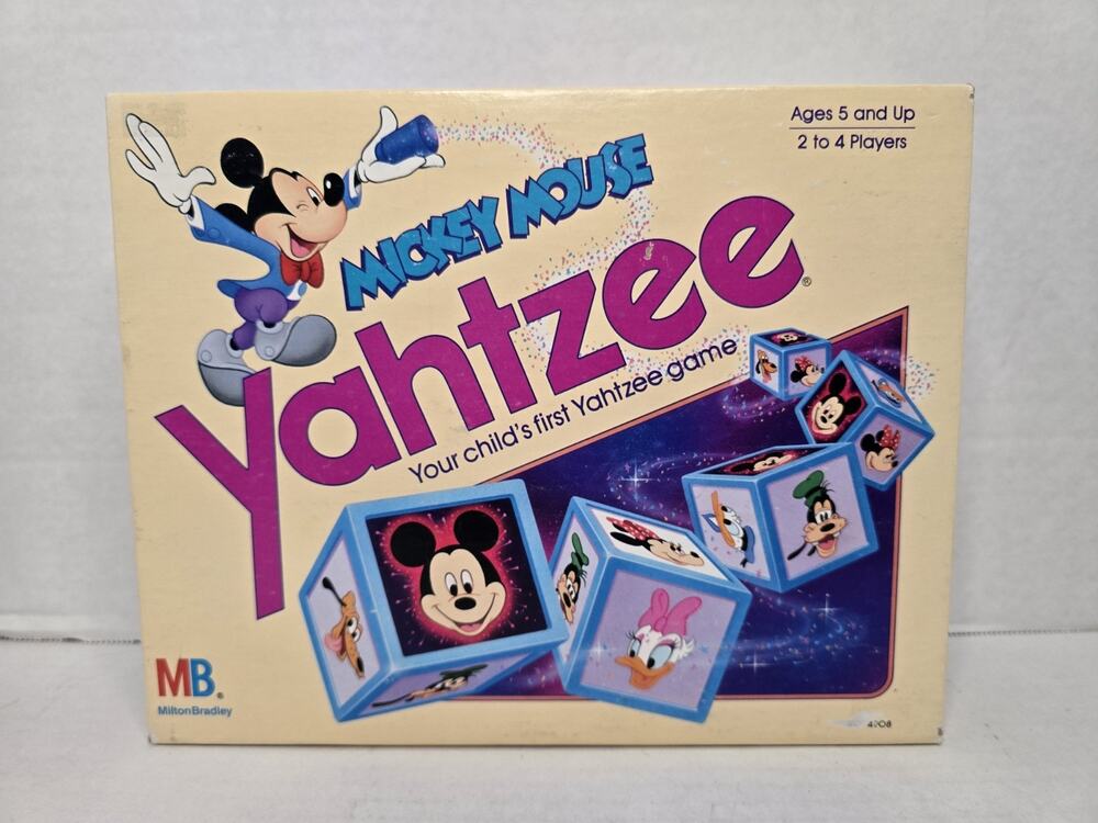 Vintage 1988 Walt Disney Mickey Mouse Yahtzee Game COMPLETE Milton Bradley 4908